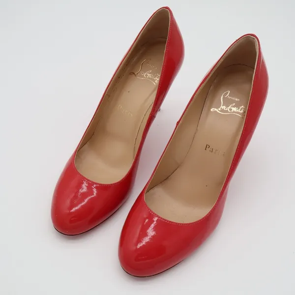 Christian Louboutin Punch Dolly Pump Womens 7.5 Red Patent Leather Stiletto Heel - Image 5