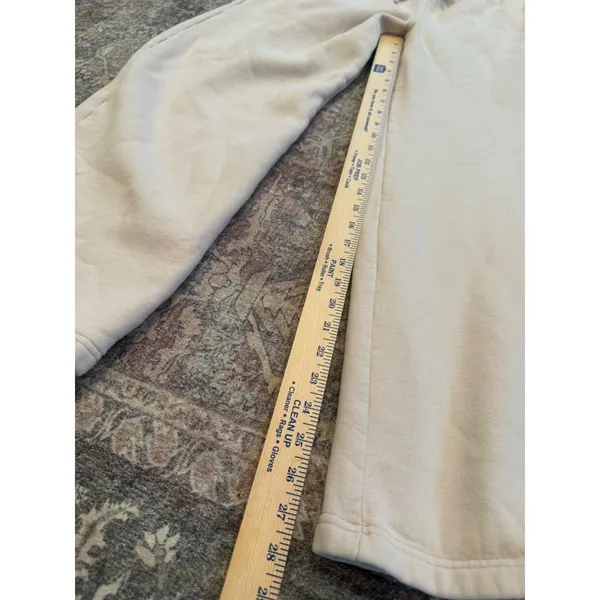 Aritzia Sweatfleece Cozy Fleece Boyfriend Wide Leg Sweatpants Beige L - Image 7