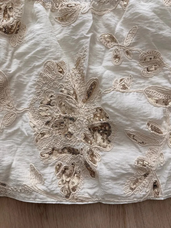 Lulus Embroidered White Mini Skirt with Sequin Floral Detail - Image 4