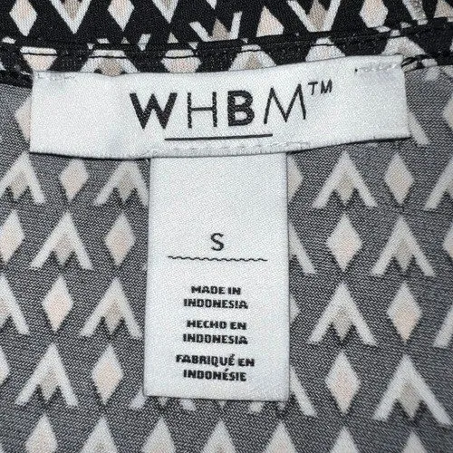 WHITE HOUSE BLACK MARKET Geometric Halter Sharkbite‎ Black White Top NWOT S - Image 7