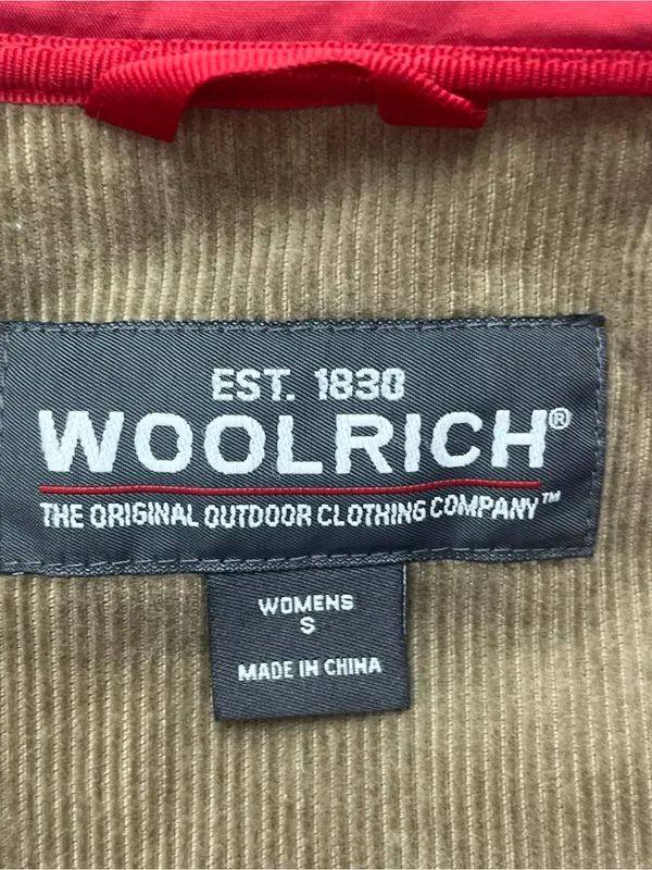 Woolrich Womens Red Quilted Plaid Lined Corduroy Trim Field Utility Jacket Small - Image 12