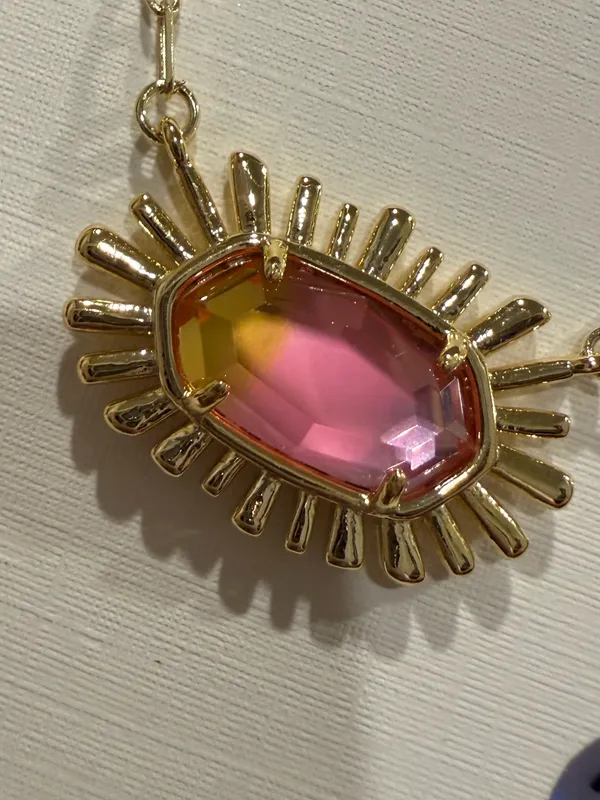 Kendra Scott | Gold Plated Orange & Pink Ombré Necklace with Pink Bird | #200 - Image 2