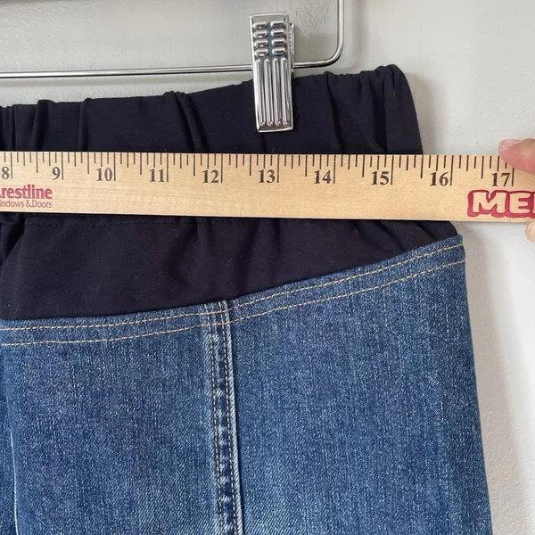 GAP Maternity Vtg. Denim Skirt Knee Length Cotton Blue Cottagecore Size XXS - Image 7