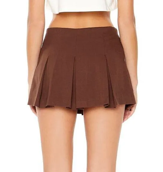 Forever 21 Pleated Brown Mini Skort - Image 2