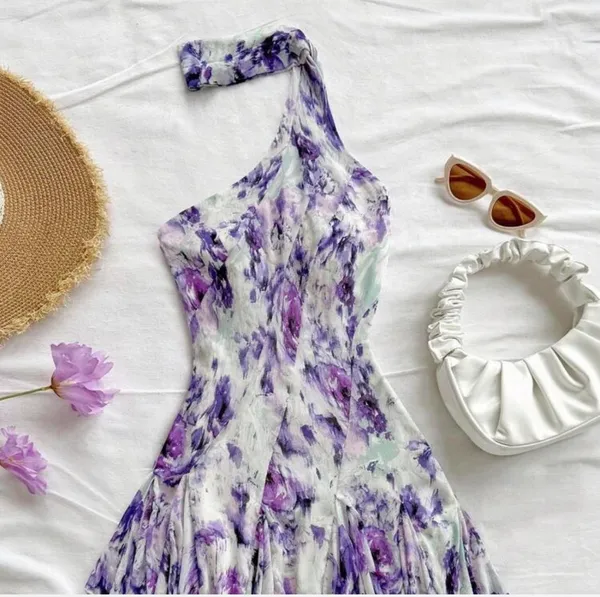 SheIn One shoulder dress purple - Image 3