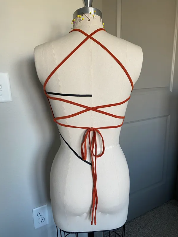Lace Up Backless Crop Top Orange - Image 2