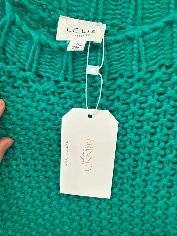Le Lis Collection Chunky Knit Oversized Sweater Emerald Green Size Small NWT - Image 3