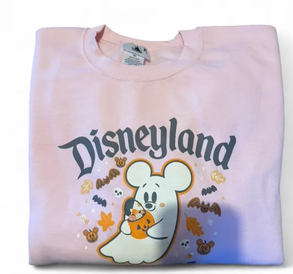 NWT Disneyland Disney Mickey Mouse Cutie Cute Ghost Pink Halloween Sweatshirt - Image 2
