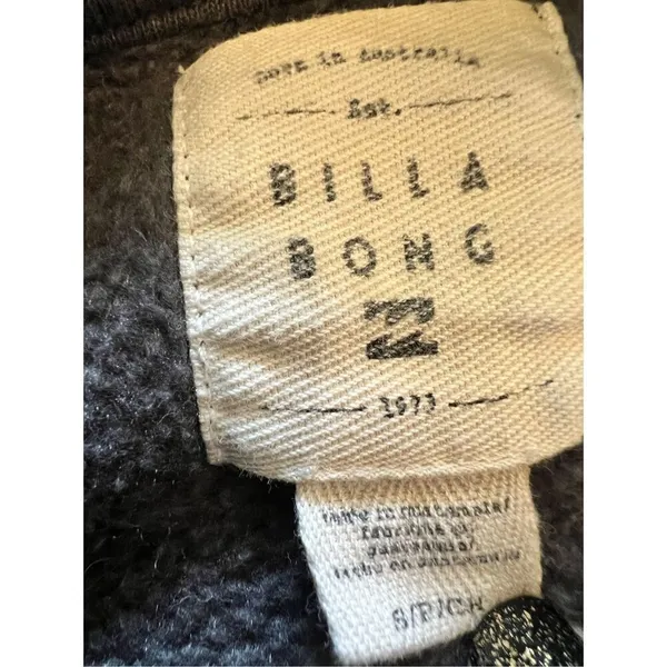 Billabong Dark Charcoal Gray Pink Yellow Name Logo Graphic Sweatshirt S - Image 4