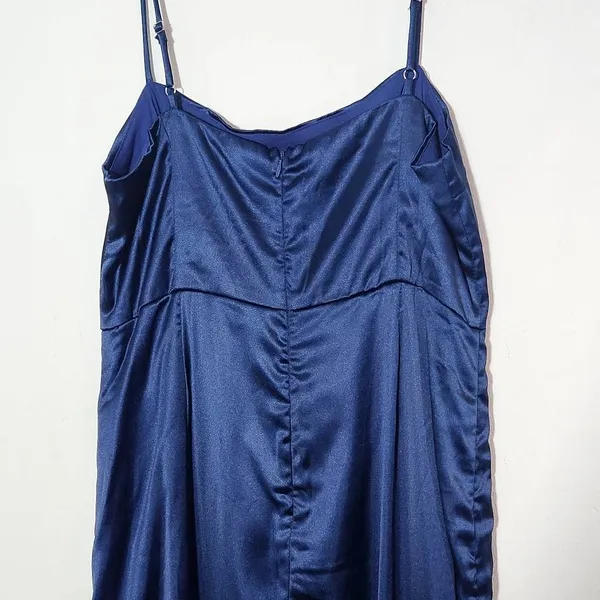 Lulus Navy Blue Satin Maxi Dress NWOT Size XL Wedding Guest Dress - Image 6