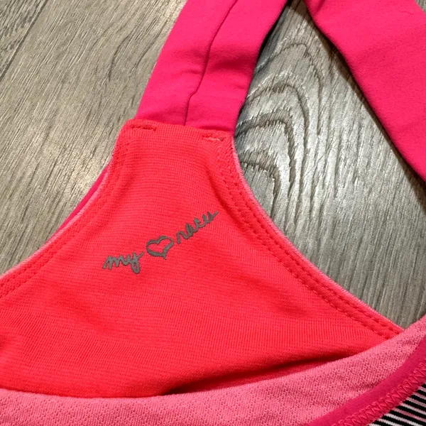 Lululemon Womens Run Stuff Your Bra‎ Pink Striped Sports Bra Size 6 - Image 3