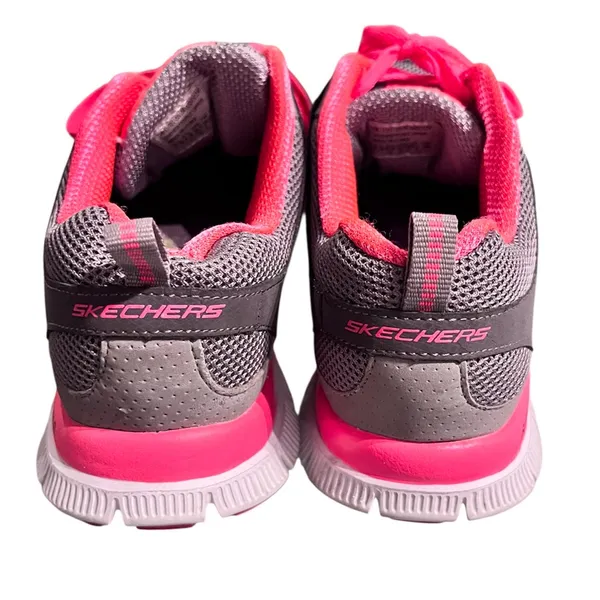 Skechers Flex Sole 11727 Sneakers Lightweight Memory Form 7.5 Grey/Pink Orange - Image 5