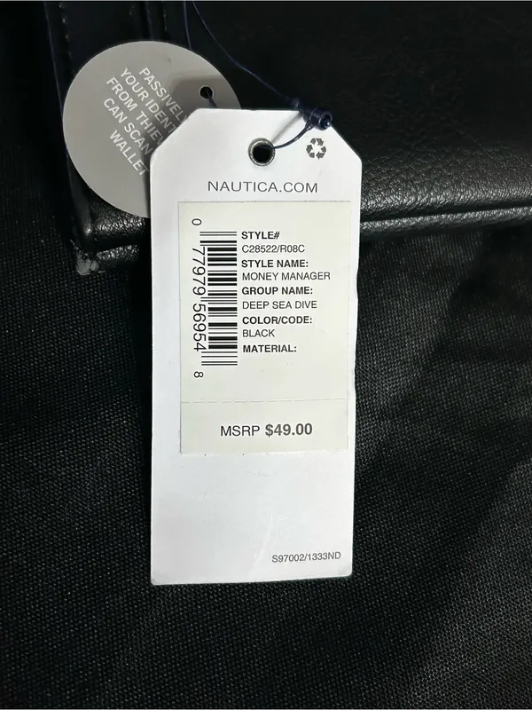 Nautica Money Manager RFID Blocking Black & White Stripe Accent Wallet NWT - Image 7
