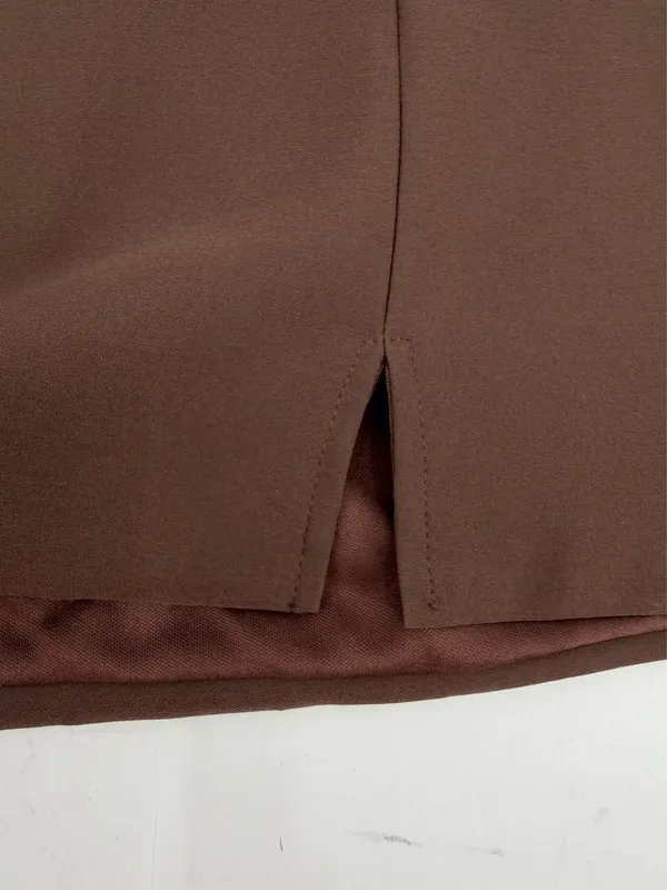 Cider Mini Skirt Womens L Chocolate Brown Mid Rise Split Lined Casual Fall NEW - Image 3