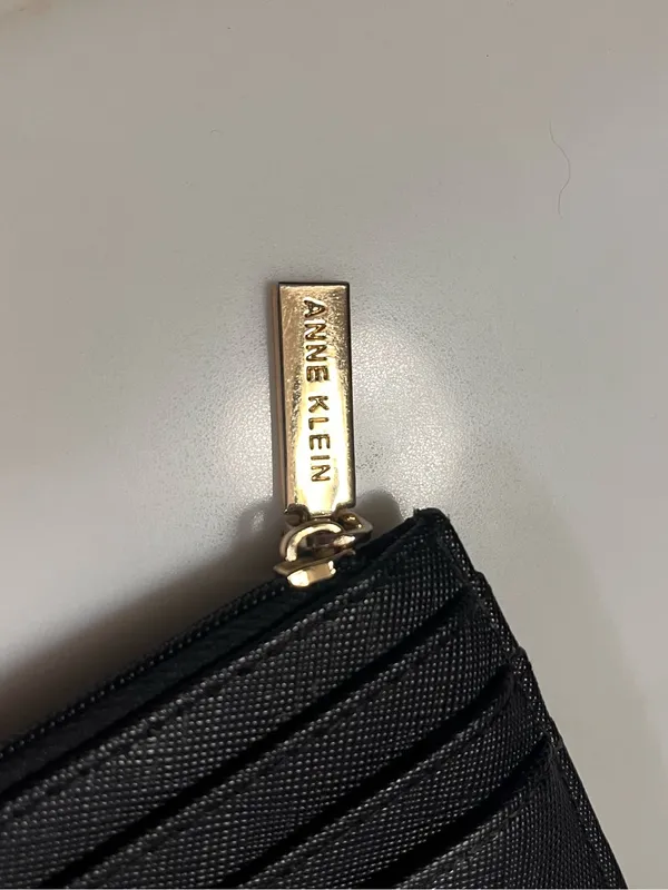 ANNE KLEIN Mini Wallet Card Id Holder Money Fold Black Leather EUC - Image 3