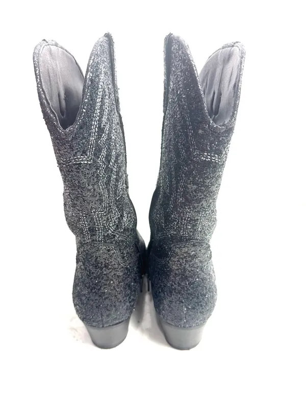 Portland Boot Company Black Sequin Western Cowboy Boots Shoes Womens Size 8 - Image 4