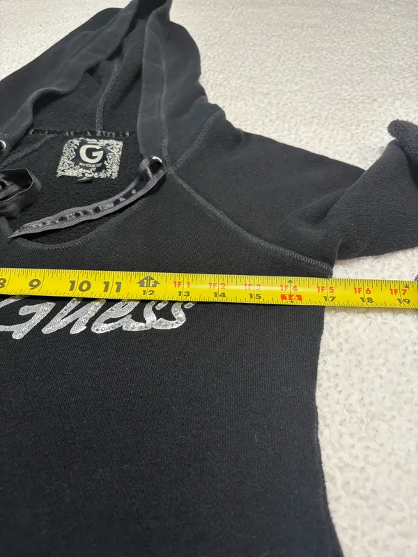 G by Guess Black Pullover Graphic Hoodie Sweatshirt Women's Size XL streetwear - Image 6