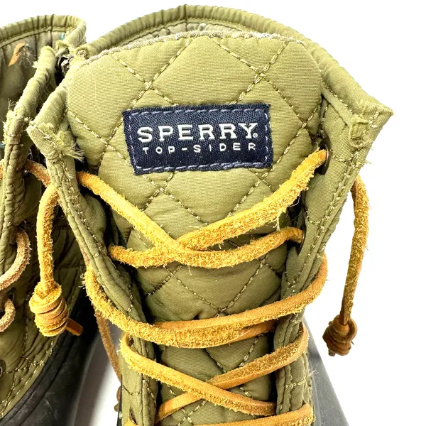 Sperry size 10 women's quilted duck boots waterproof rubber boot‎ green black - Image 5