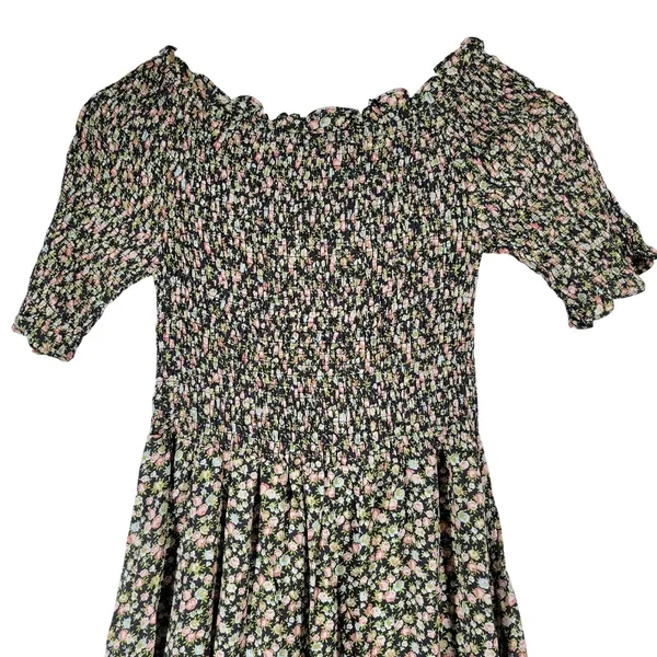Dress Forum Smocked Floral Maxi‎ Dress Off Shoulder Ruffle Short Sleeve S NWT - Image 6