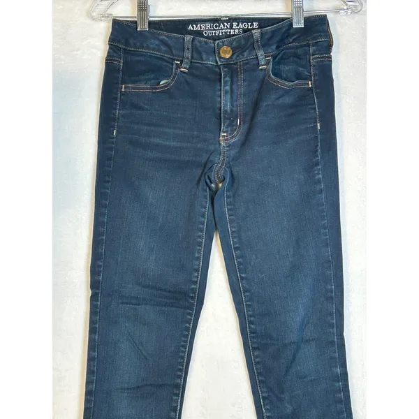American Eagle Outfitters Women's‎ Super Stretch Dark Wash Skinny Jeans 2 Short - Image 9
