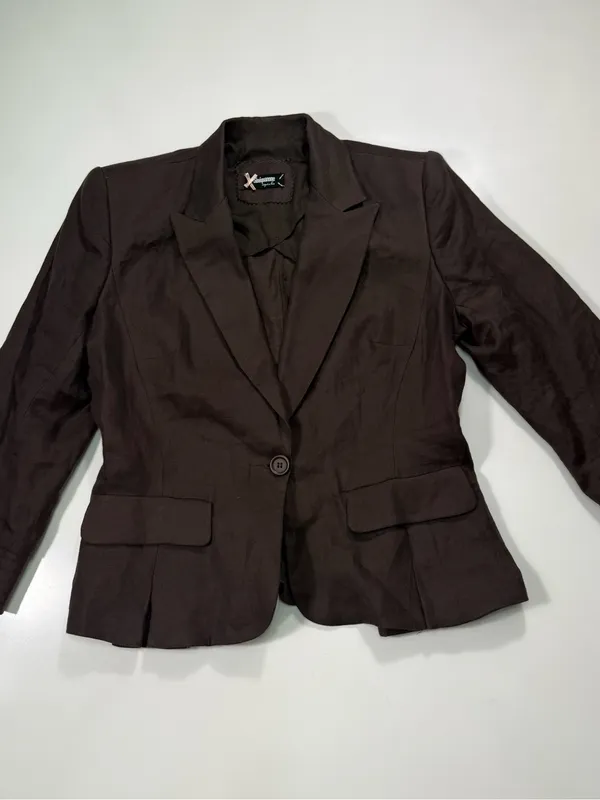 Sinequanone Cotton Blend Women's Brown Single-Button Tailored Blazer - Image 2