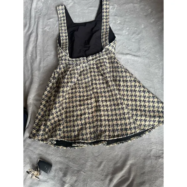 BCBGMAXAZRIA Unbranded Houndstooth Pinafore Dress SIZE M - Image 13