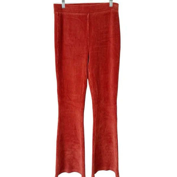 Aerie Groove On Velour High Waisted Flare Pants Size Medium Burnt Orange - Image 4