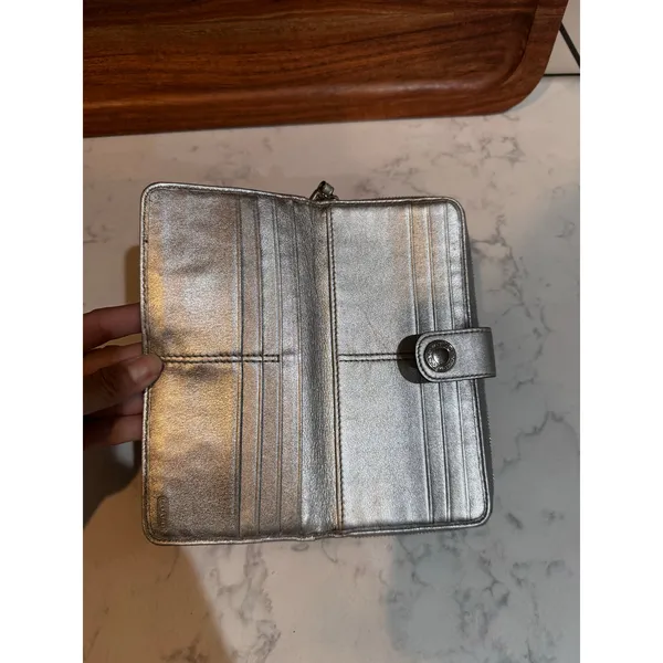 Coach Signature Accordion Zip Bifold Wallet jacquard monogram canvas leather VTG - Image 9