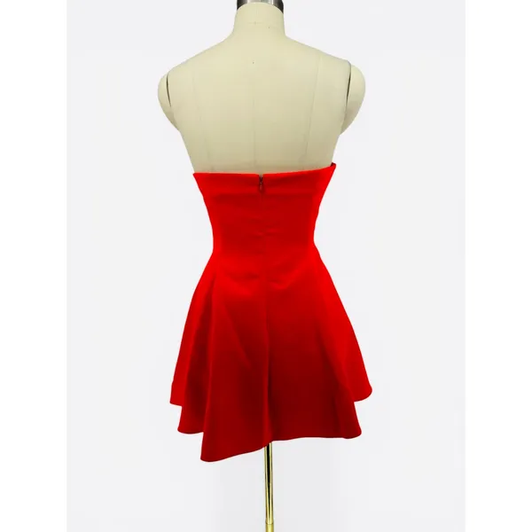 New! Amanda Uprichard Romilly Strapless Mini‎ Dress Hot Coral Red Sz Small $229 - Image 5