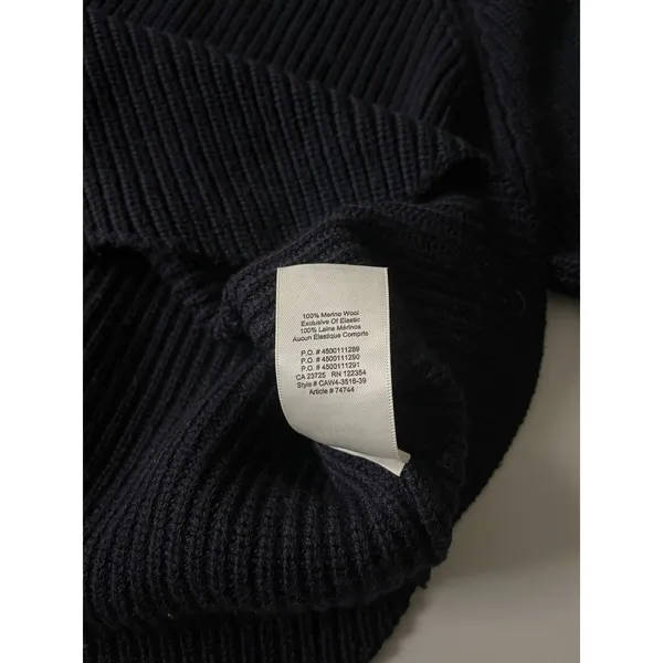 Aritzia Wilfred Sardou 100% Merino Wool Cropped Navy Sweater Small - Image 6