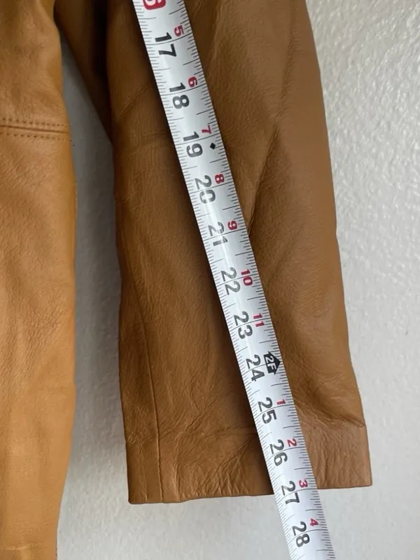 Vintage Styleworks Newport News Women’s Leather Brown Coat Jacket Button Sz L - Image 7