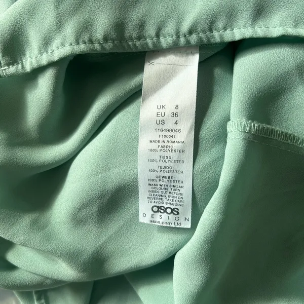 ASOS DESIGN Square Neck Top With Blouson Sleeve in Sage - Image 7