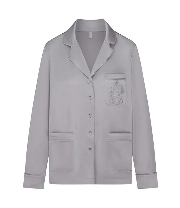 SKIMS Silver Women's Hotel Shine Pajama Top - Image 2