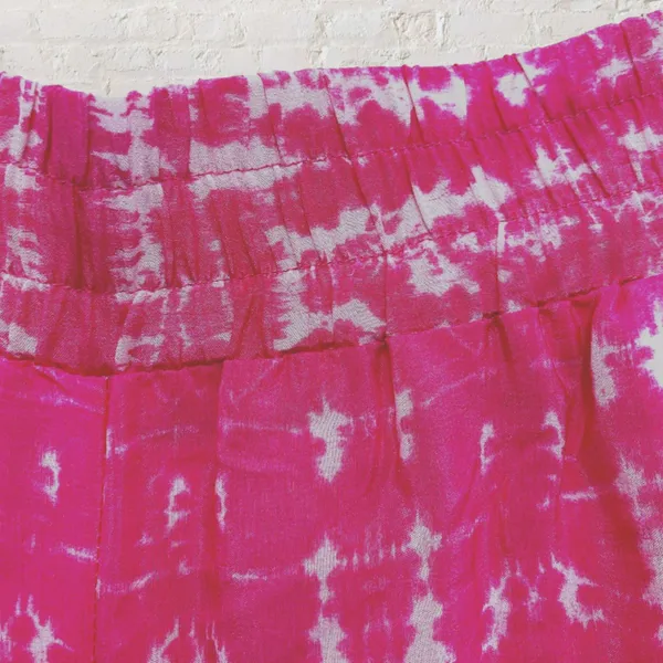 Amanda Uprichard Pink Silk Tie-Dye Wide Leg Pants M Like New - Image 6