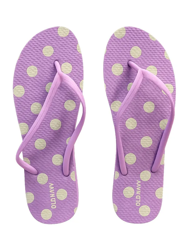 Old Navy Flip Flops Women’s US 9 Lavender White Polka Dot Thong Sandals - Image 2