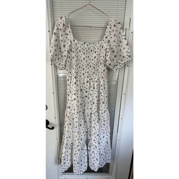 Rahi Anthropologie Ditzy Floral White Blue Cotton Midi Dress Size S‎ - Image 11