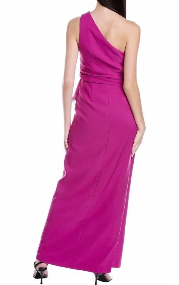 JS Collections New Hayley One Shoulder Column Evening Gown Cerise Black - Image 6