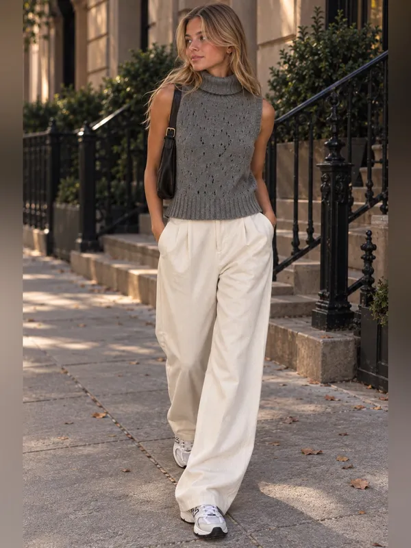 NWT Rare ASTR The Label Pattern Turtleneck Sweater Vest – Grey – M - Image 2
