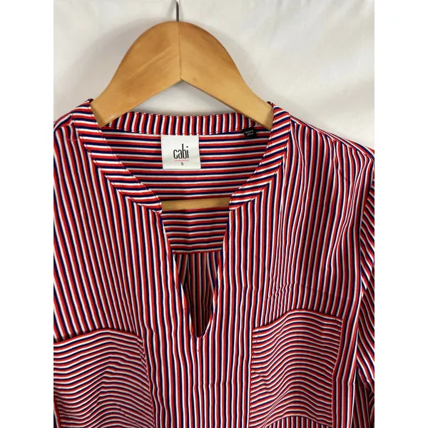 CAbi #5335 Franklin Red Striped Popover Blouse size small - Image 4