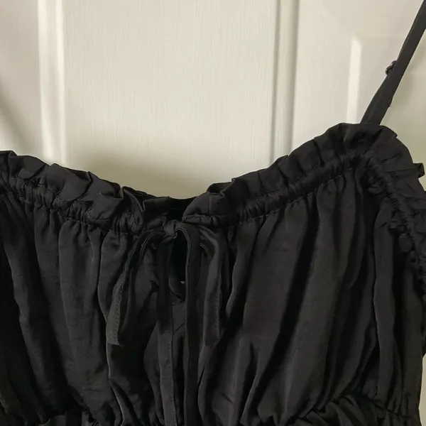 American‎ Eagle Outfitters Satin Babydoll Top Size Small Black - Image 4