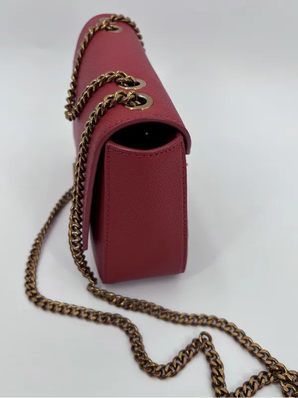 Charles & Keith Scarlet Pebbled Crossbody with Gold Chain Strap - Image 12