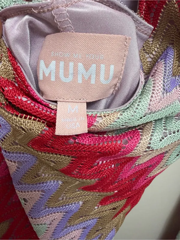Show Me Your MuMu Monte Carlo Crochet Knit Romper Mini Dress in Riviera Zigzag M - Image 9