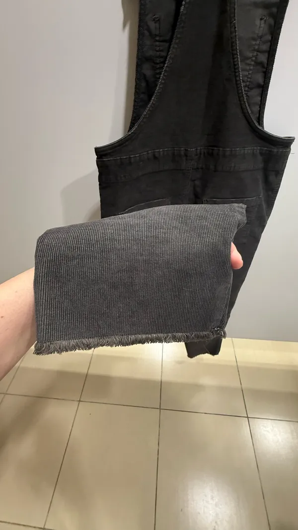 Aerie Black Corduroy Overalls - Relaxed Fit with Raw Hem - Small - Image 8
