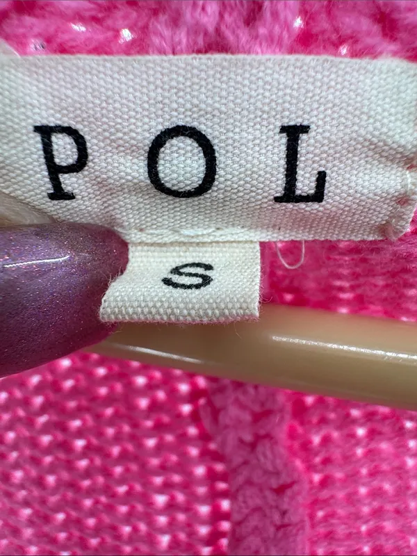POL Pink Fringe open front oversized cardigan Sweater S boho casual fall winter - Image 8