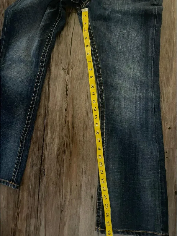 VTG Seven7 Bootcut Jeans Sz 6P Blue Dark Wash Embroidered - Image 5