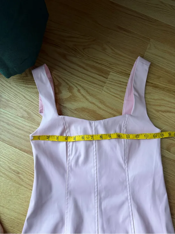 Show Me Your Mumu Pink Faux Leather Square Neck Mini Dress S - Image 9