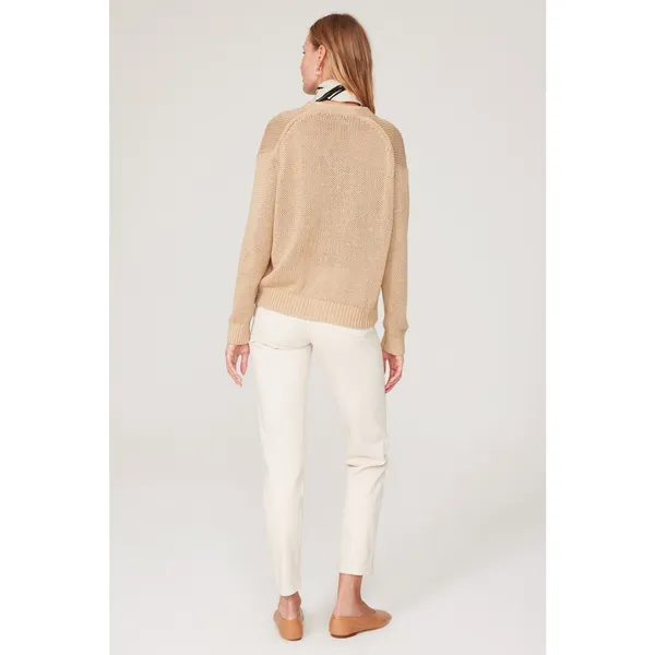 POLO RALPH LAUREN Brown Linen Knit Button Front Cardigan Sweater Size Large - Image 3