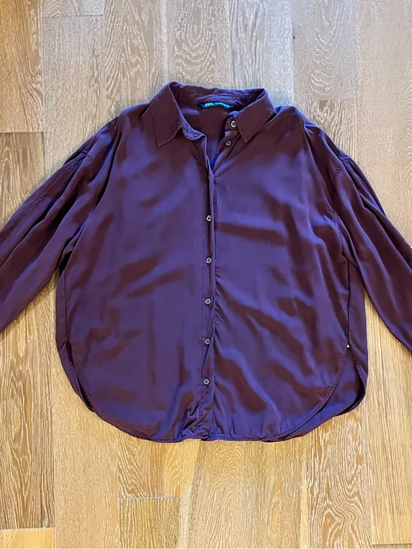 Zara Plum Button-Up Shirt gently worn 100% modal - Image 3