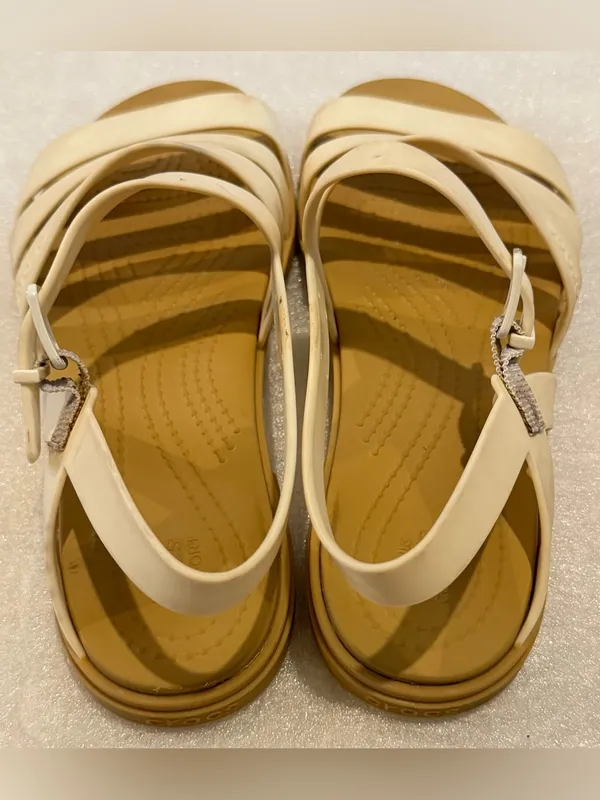 CROCS Cream Strappy Slingback Sandals - Image 2