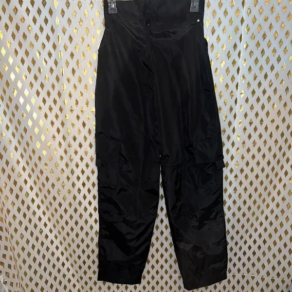 Pretty little thing windbreaker raver wide leg pants black size 2 - Image 4